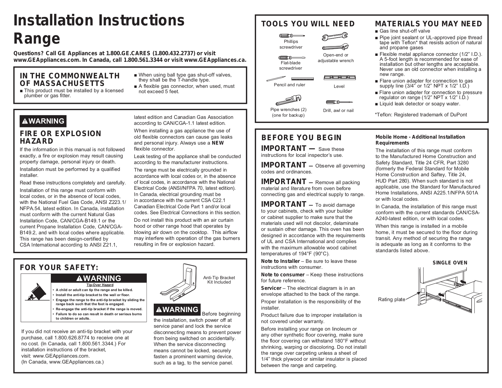 Haier QGSS740RNSS Installation manual