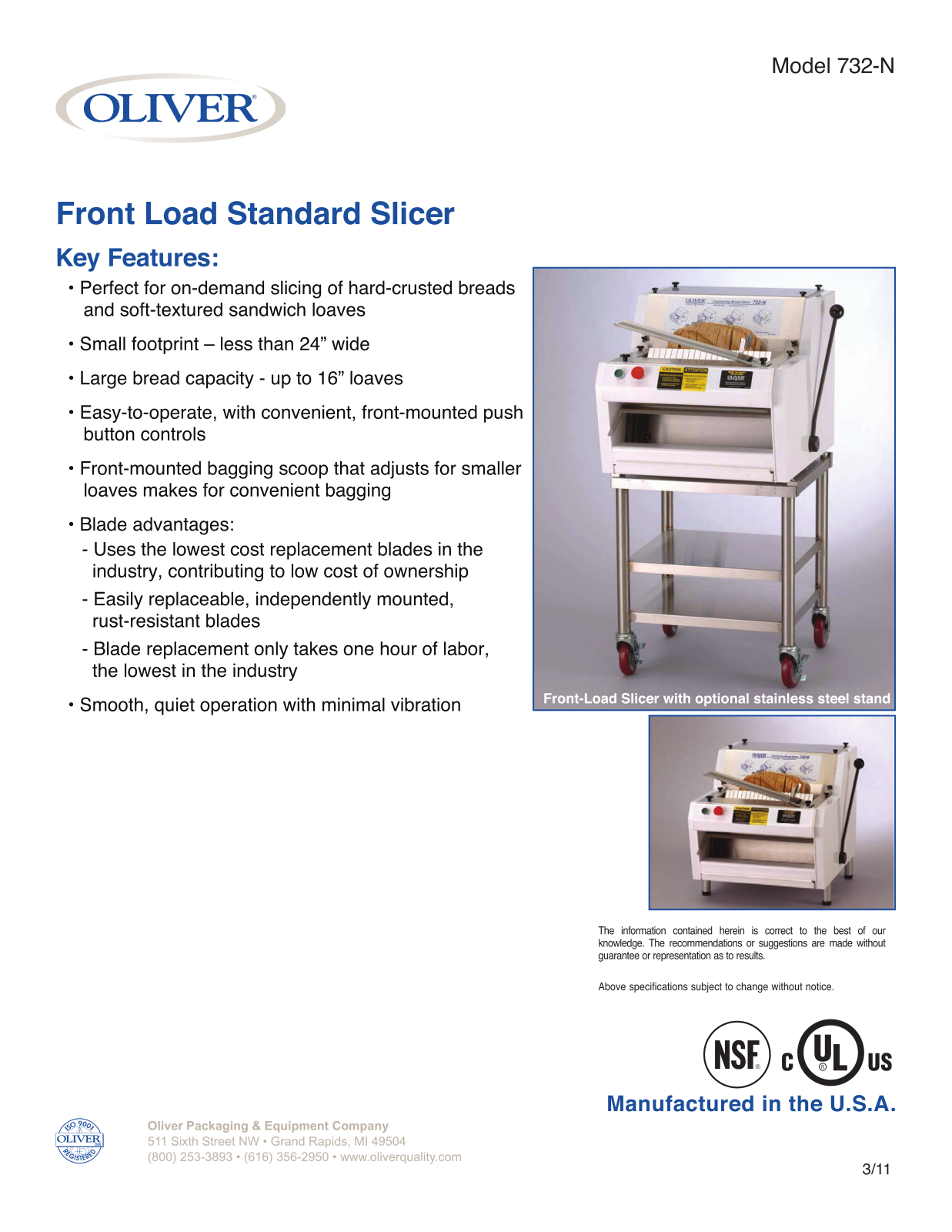 Oliver 732-N Specifications - ManualMachine.com