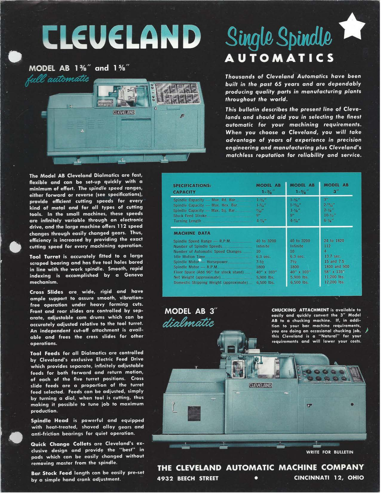 Cleveland Automatic Machine Single Spindle Automatic Bar Machines Lathes - ManualMachine.com