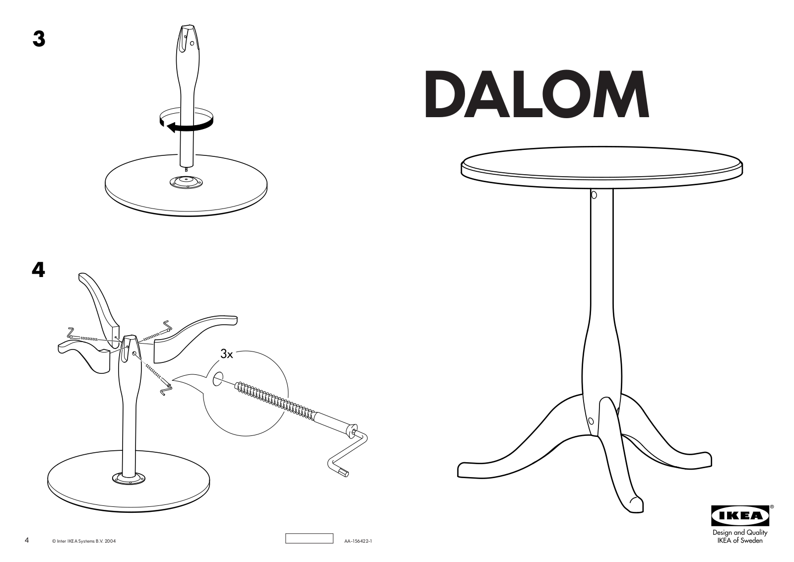 IKEA DALOM PEDESTAL TABLE 19 1-4 Assembly Instruction