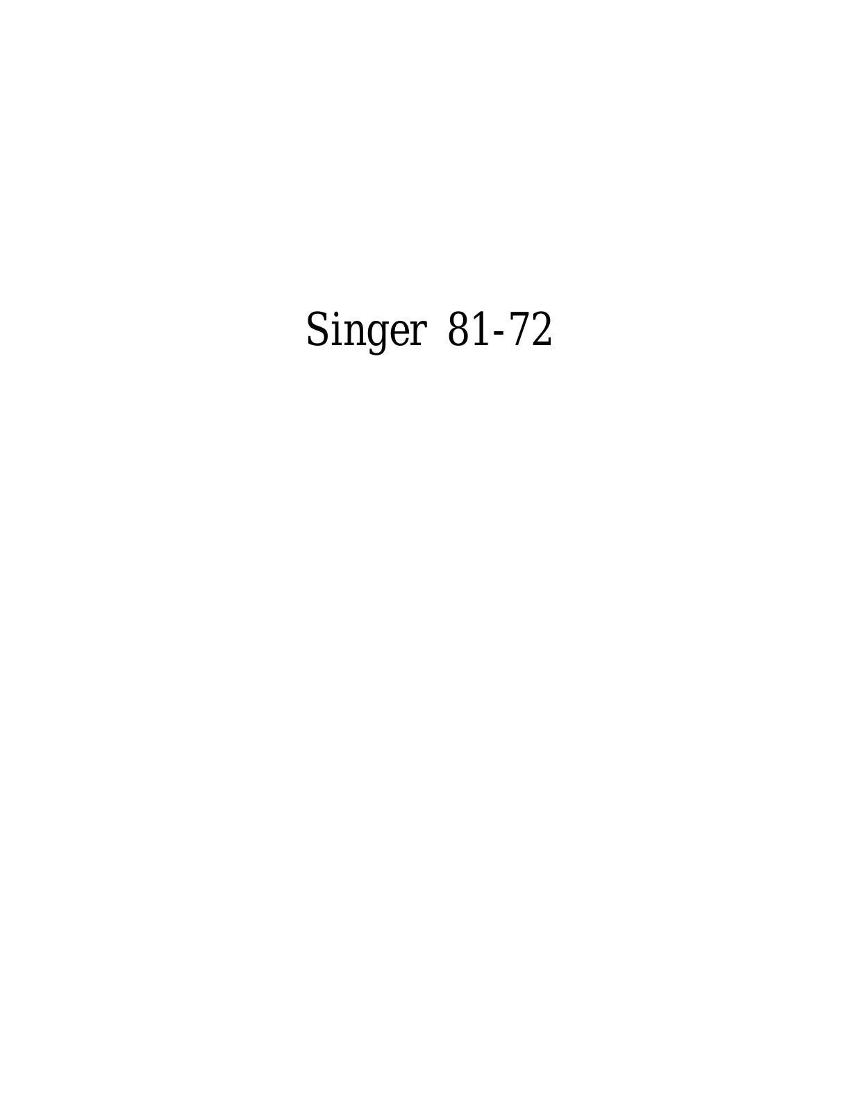 SINGER 81-72 Parts List