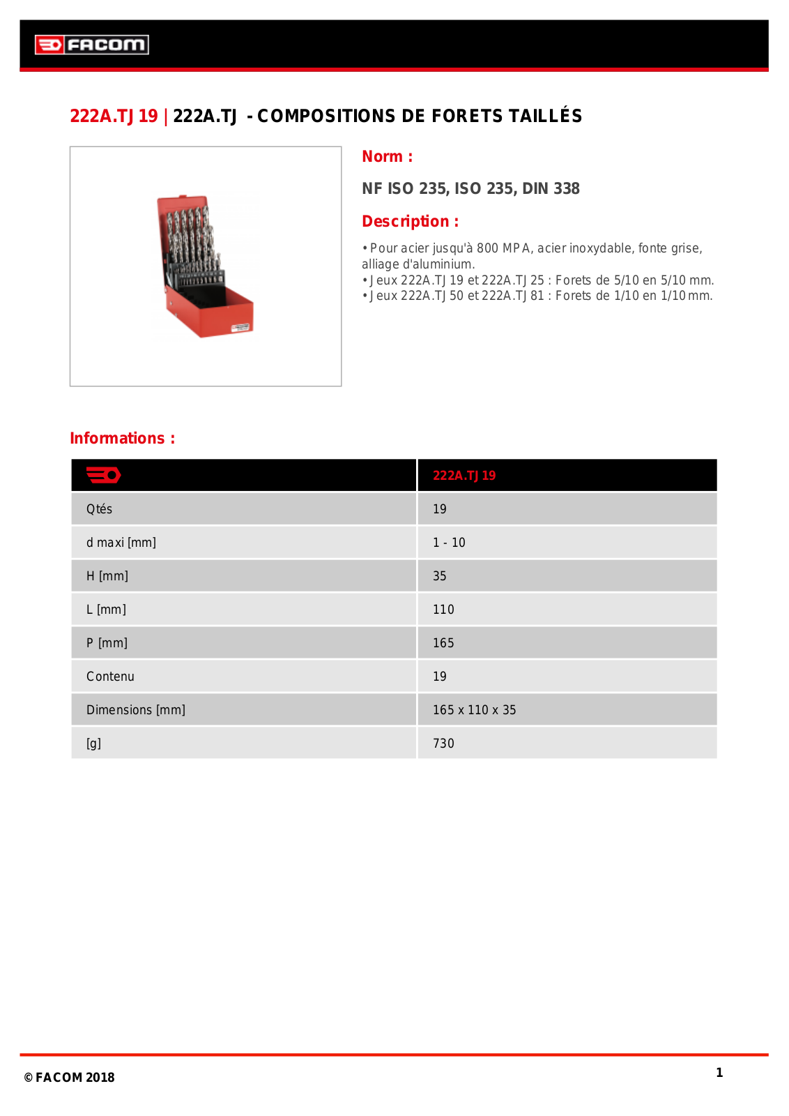 Facom 222A.TJ19 Specification - ManualMachine.com