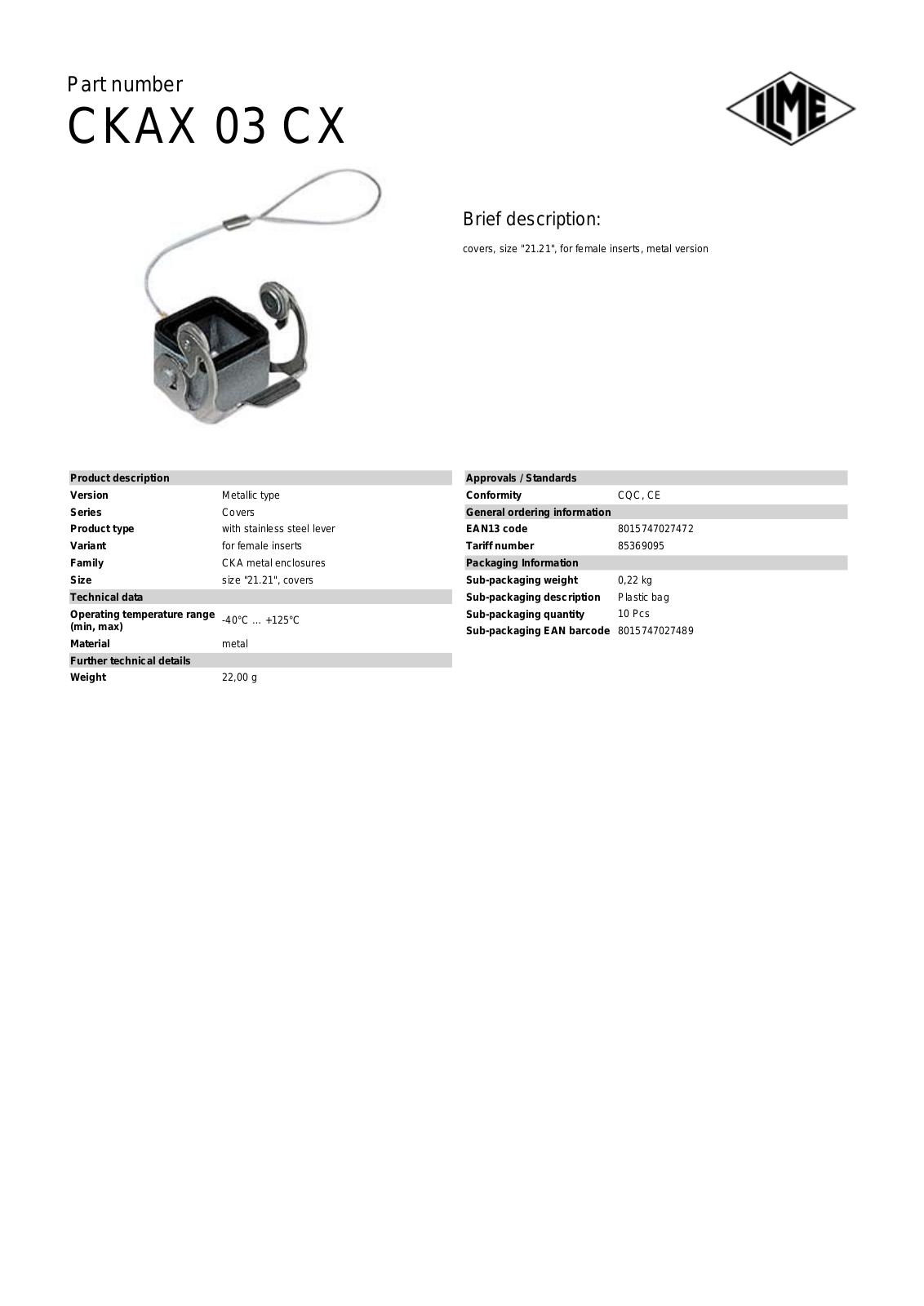 ILME CKAX-03CX Data Sheet