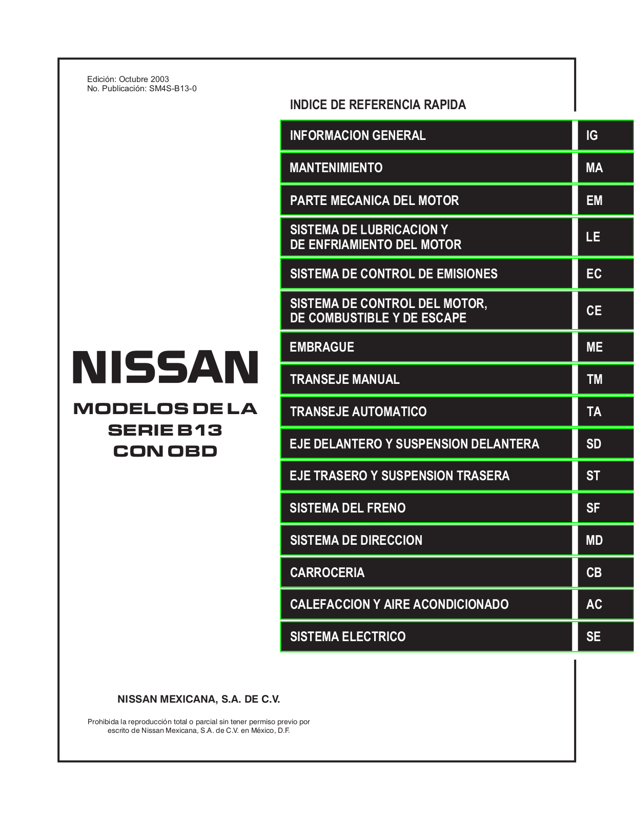 Nissan TSURU, V16 Service Manual