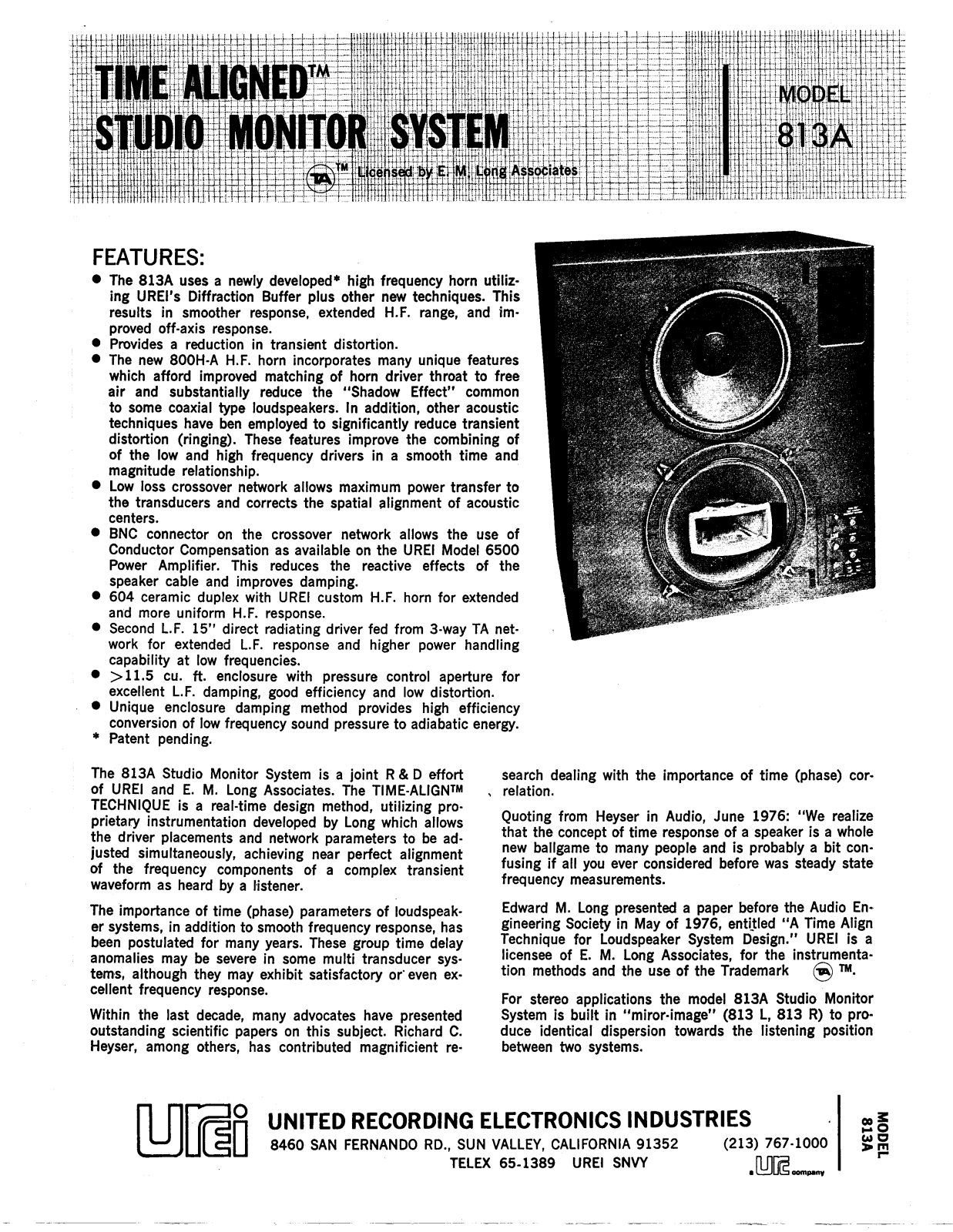 JBL UREI 813A User Manual