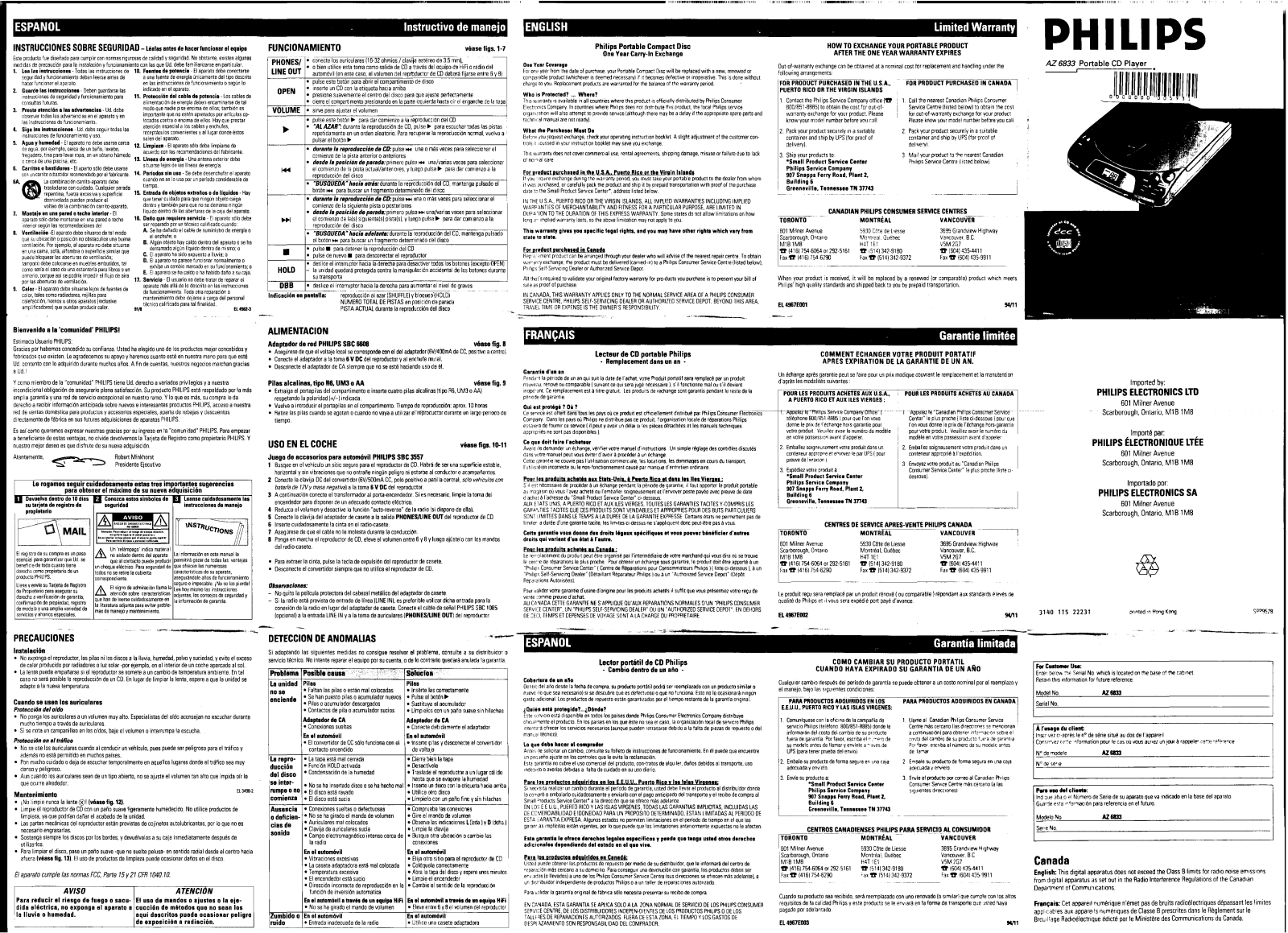 Philips AZ6833/17, AZ6833/05 User Manual