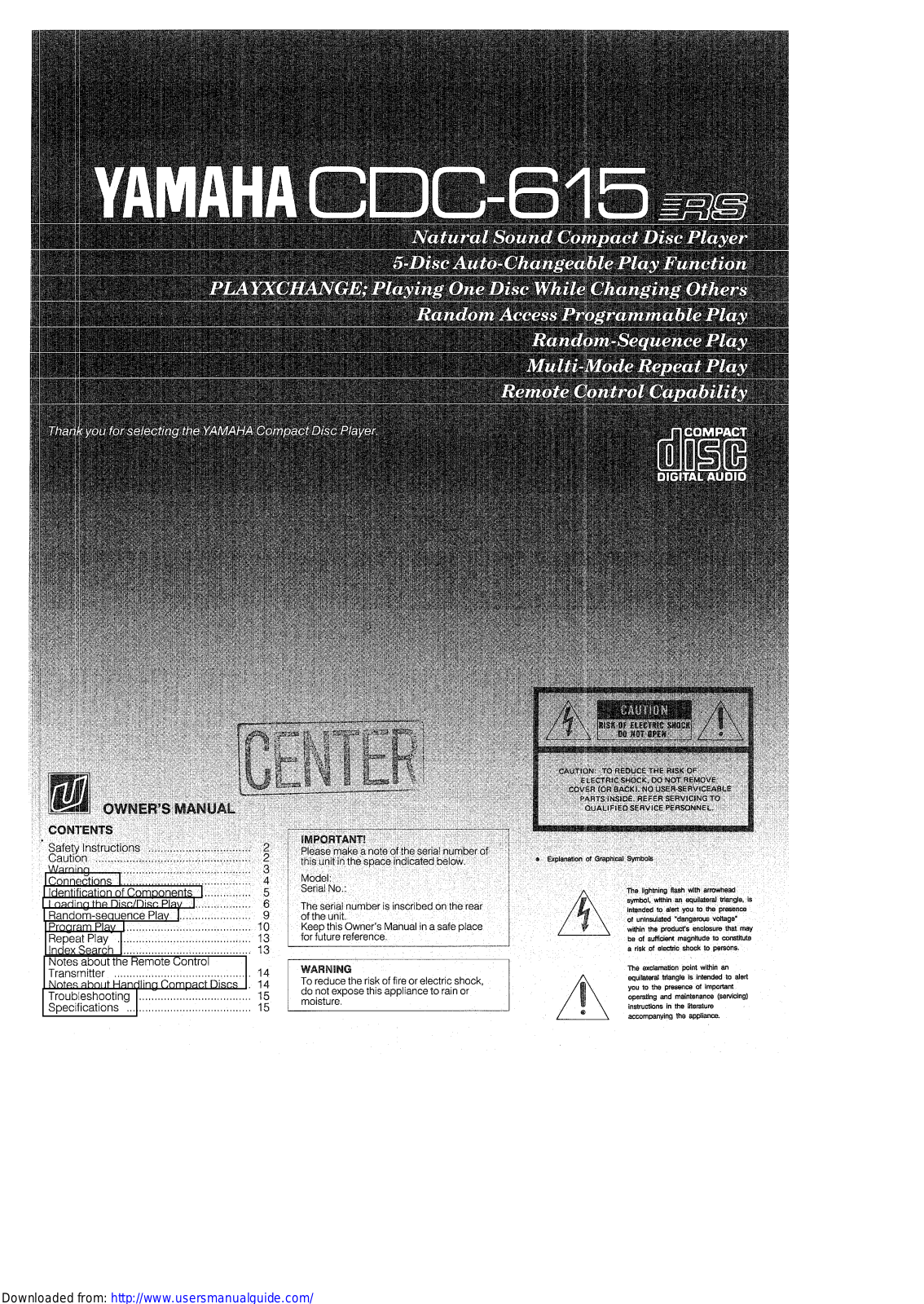 Yamaha Audio CDC-615 User Manual