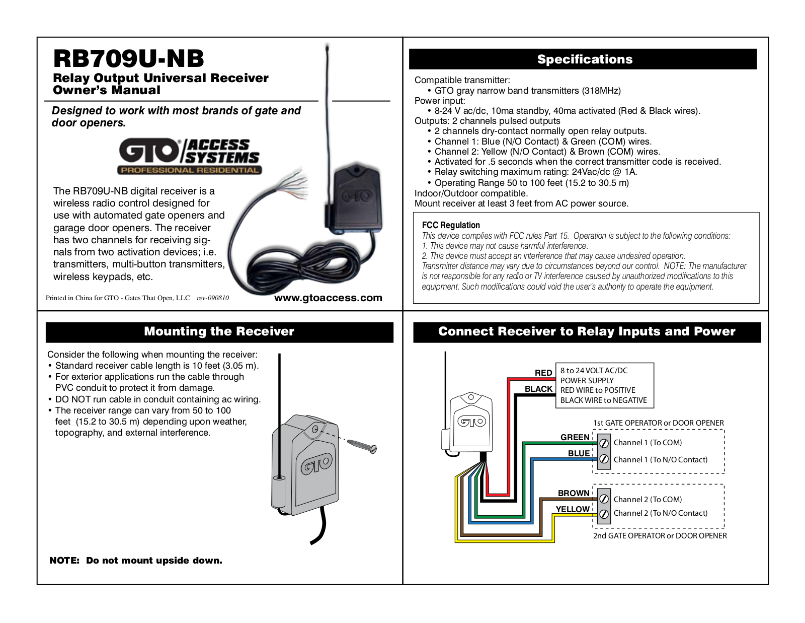 Mighty Mule RB709U-NB User Manual