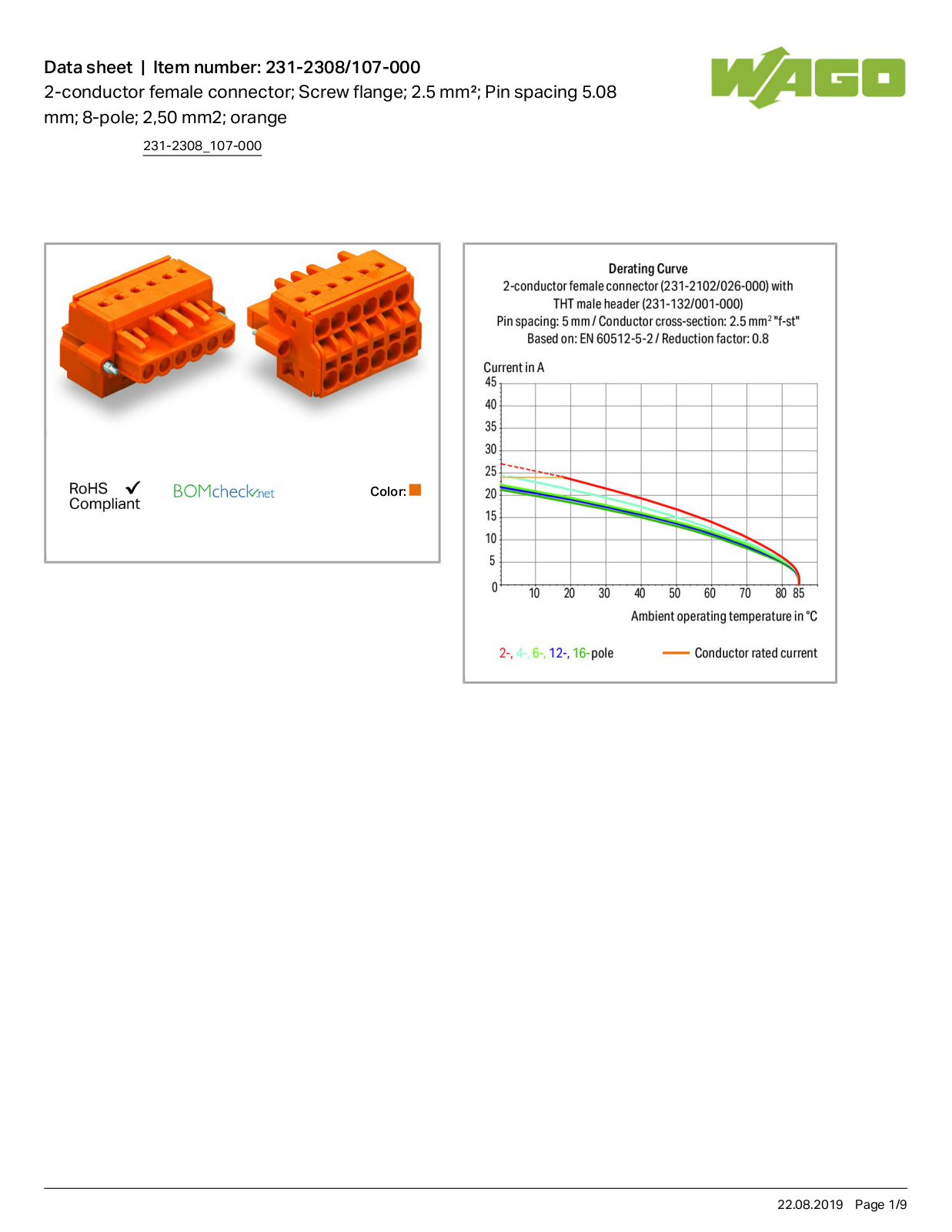 Wago 231-2308/107-000 Data Sheet