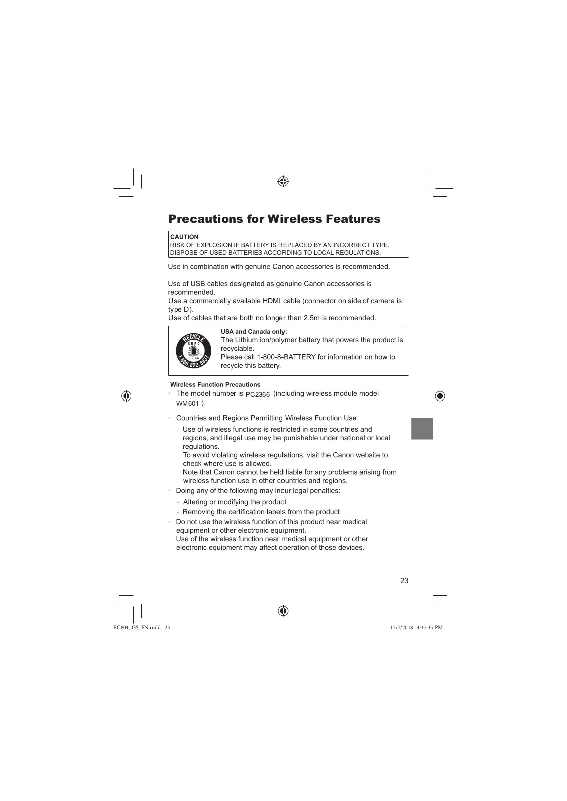 Canon 601 User Manual