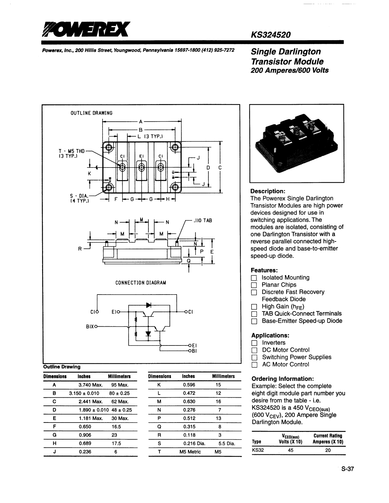 POWEREX KS324520 Datasheet