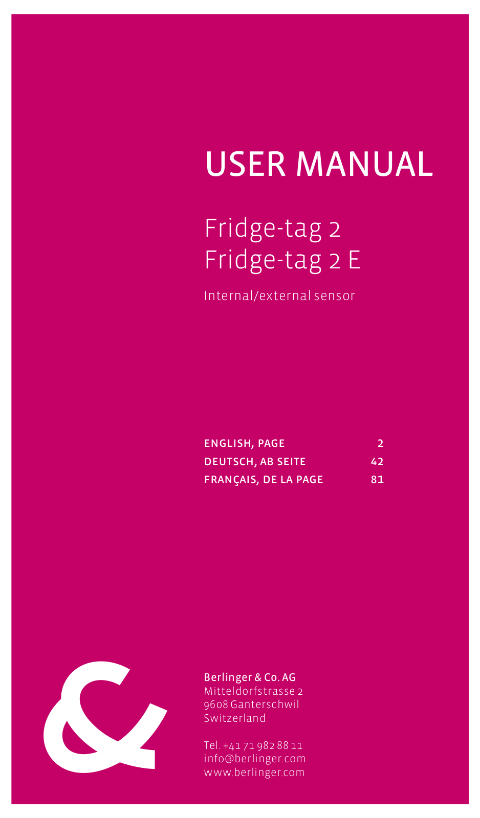 berlinger Fridge-tag 2, Fridge-tag 2 E User Manual - ManualMachine.com