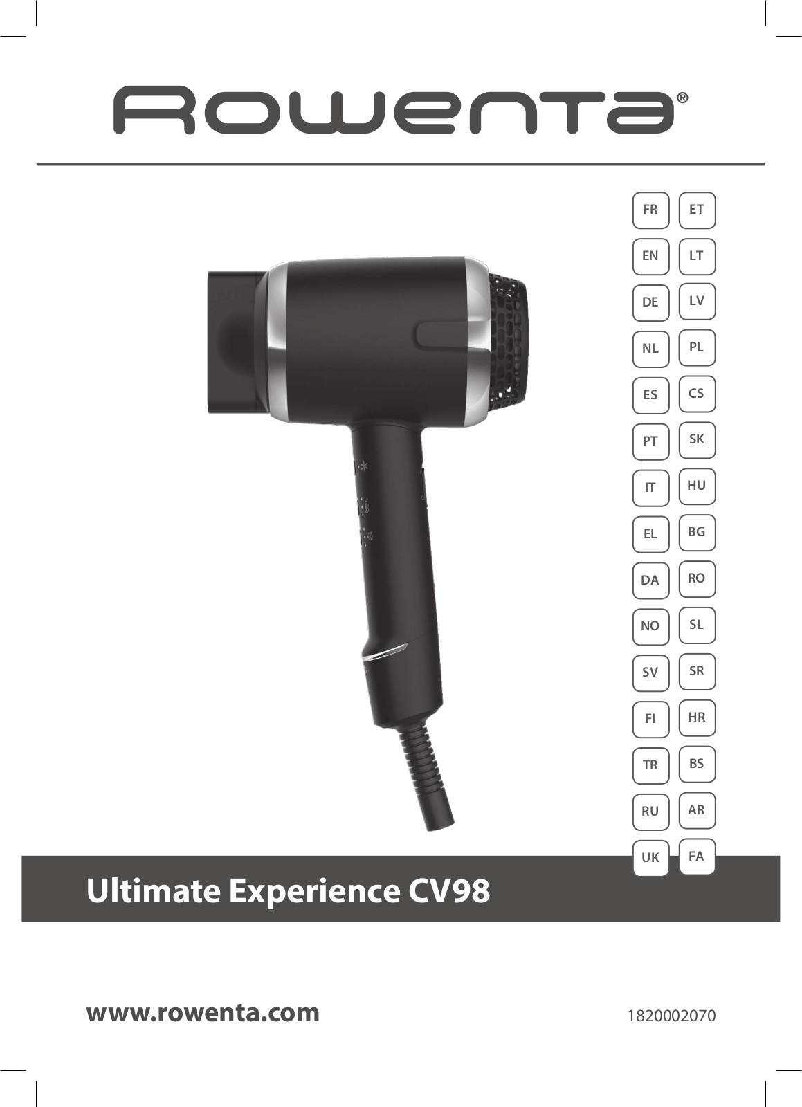 Rowenta CV9820F0 operation manual