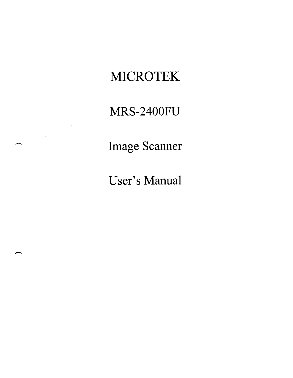 Microtek MRS 2400FU User Manual