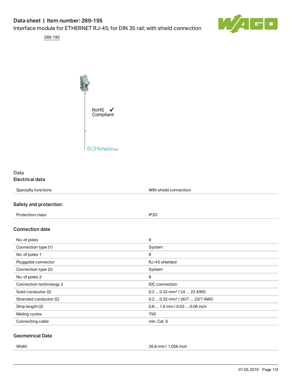 Wago 289-195 Data Sheet