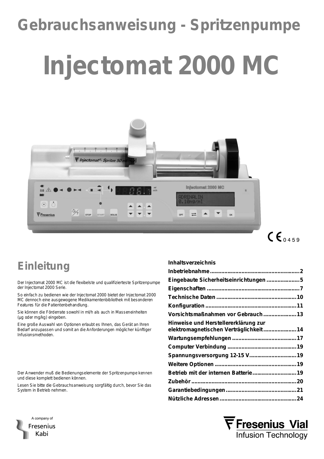 Fresenius Injectomat 2000MC Gebrauchsanweisung