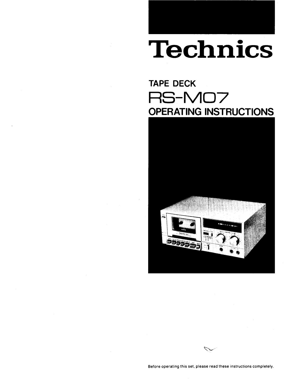 Panasonic RS-M07 Operating Instructions