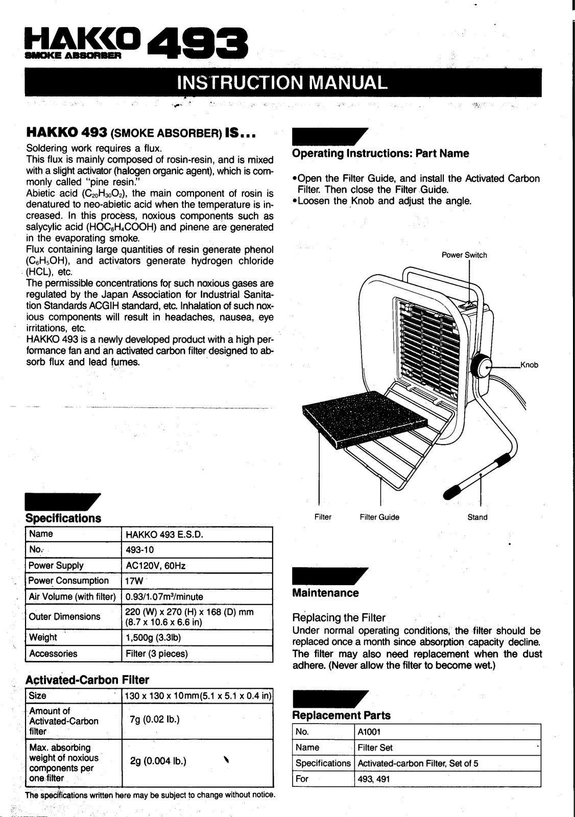 Hakko 493 User Manual