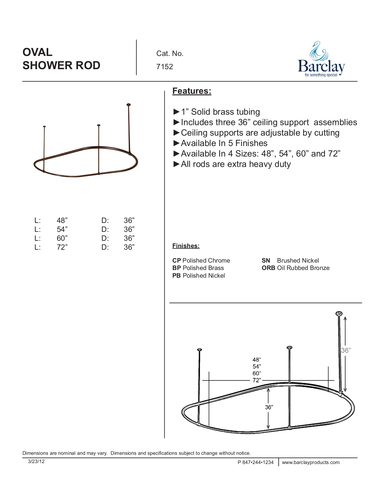 Barclay 715272PB Specifications