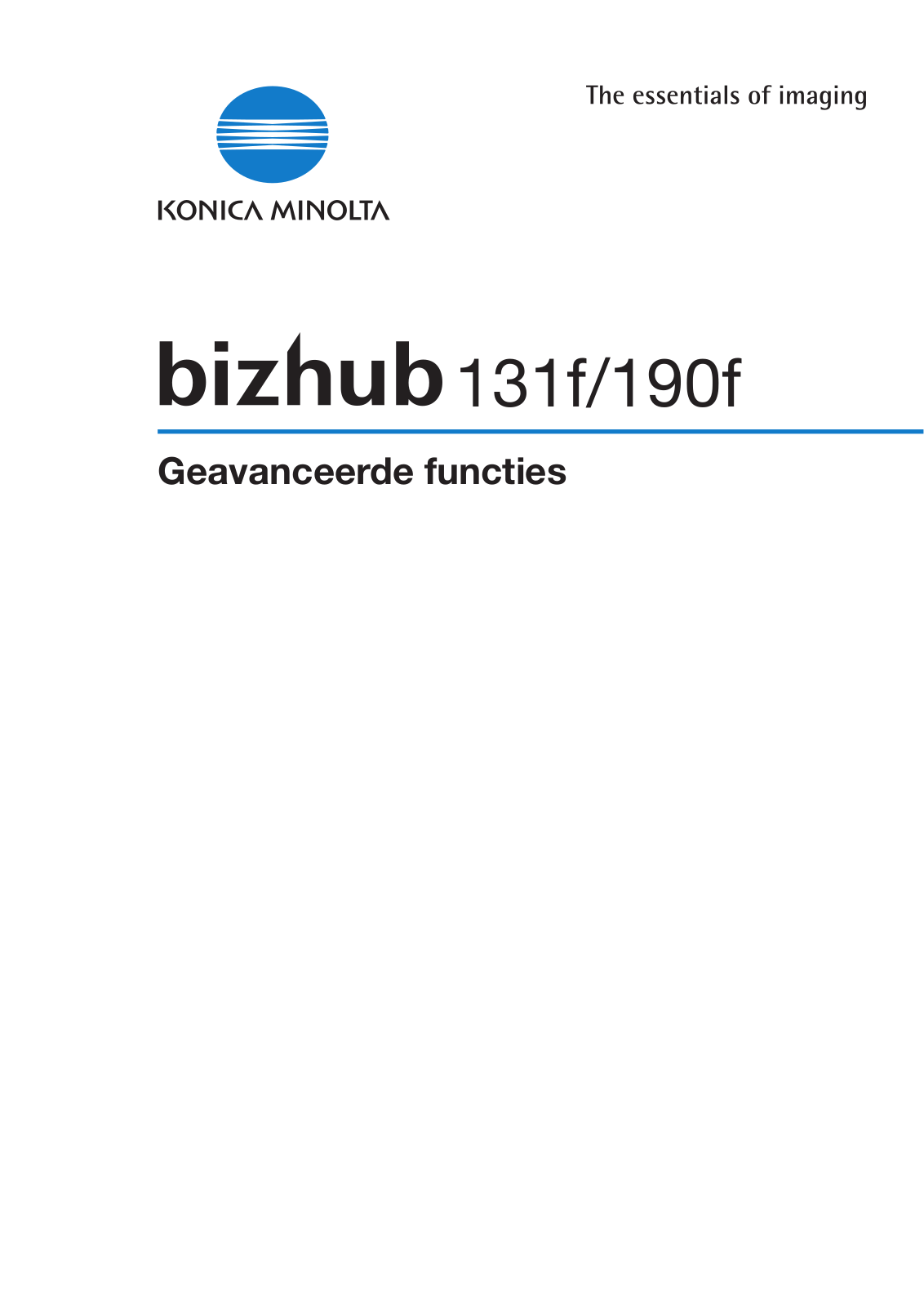 Konica minolta BIZHUB 131F, BIZHUB 190F User Manual