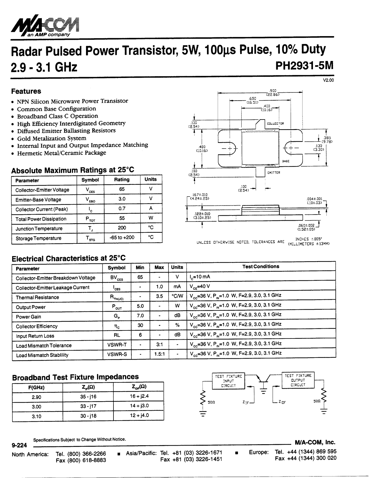 M A COM PH2931-5M Datasheet