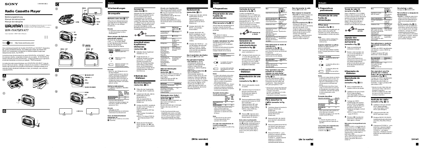 Sony WM-FX479 User Manual