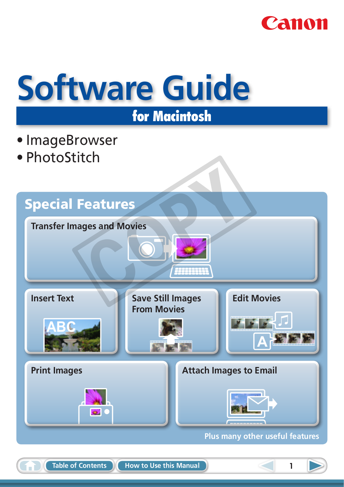 Canon PowerShot A1000 IS Gray, PowerShot A40, PowerShot A470 Gray, PowerShot E1, PowerShot Pro 1 User Manual