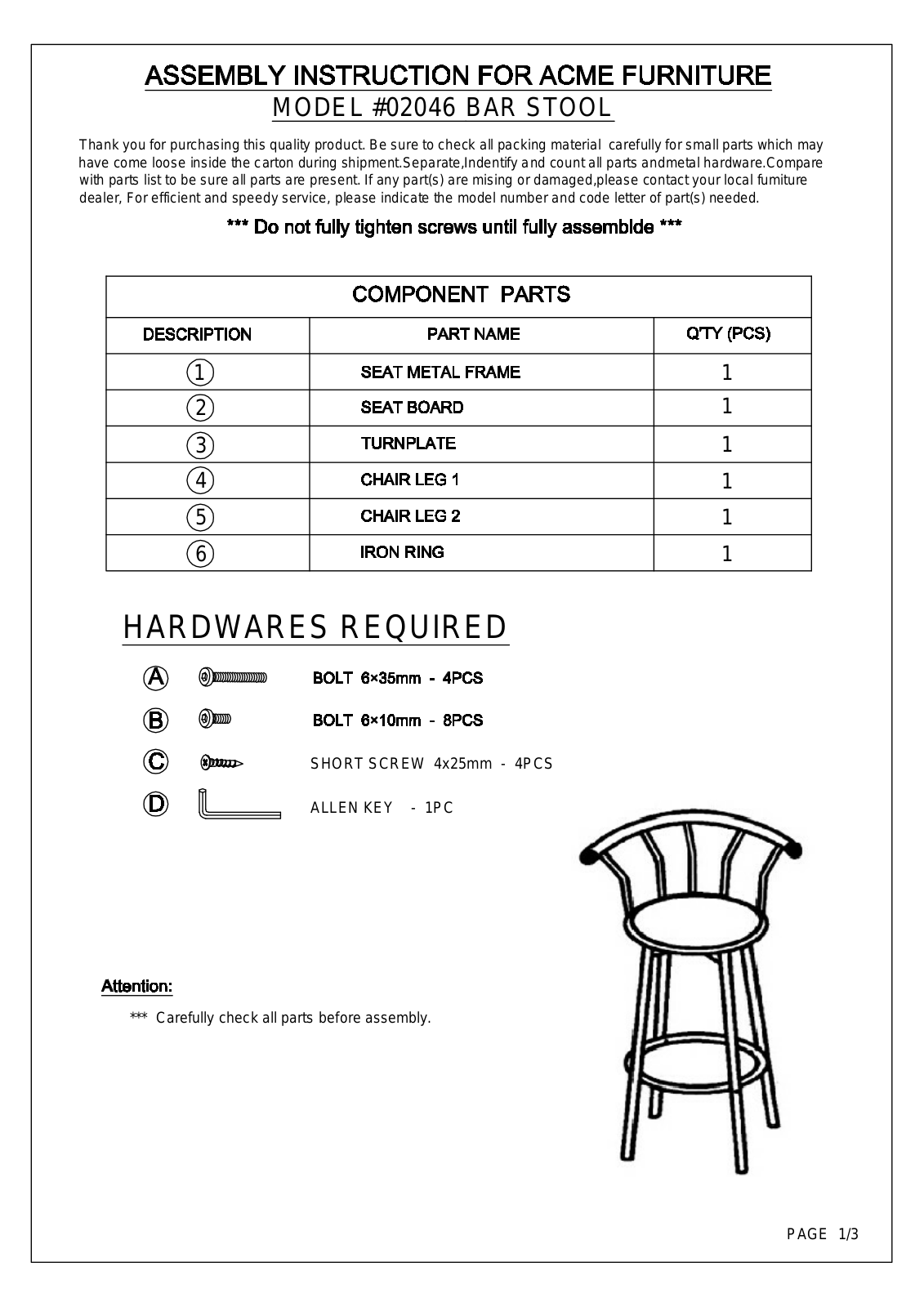 Acme Furniture 02046BK User Manual