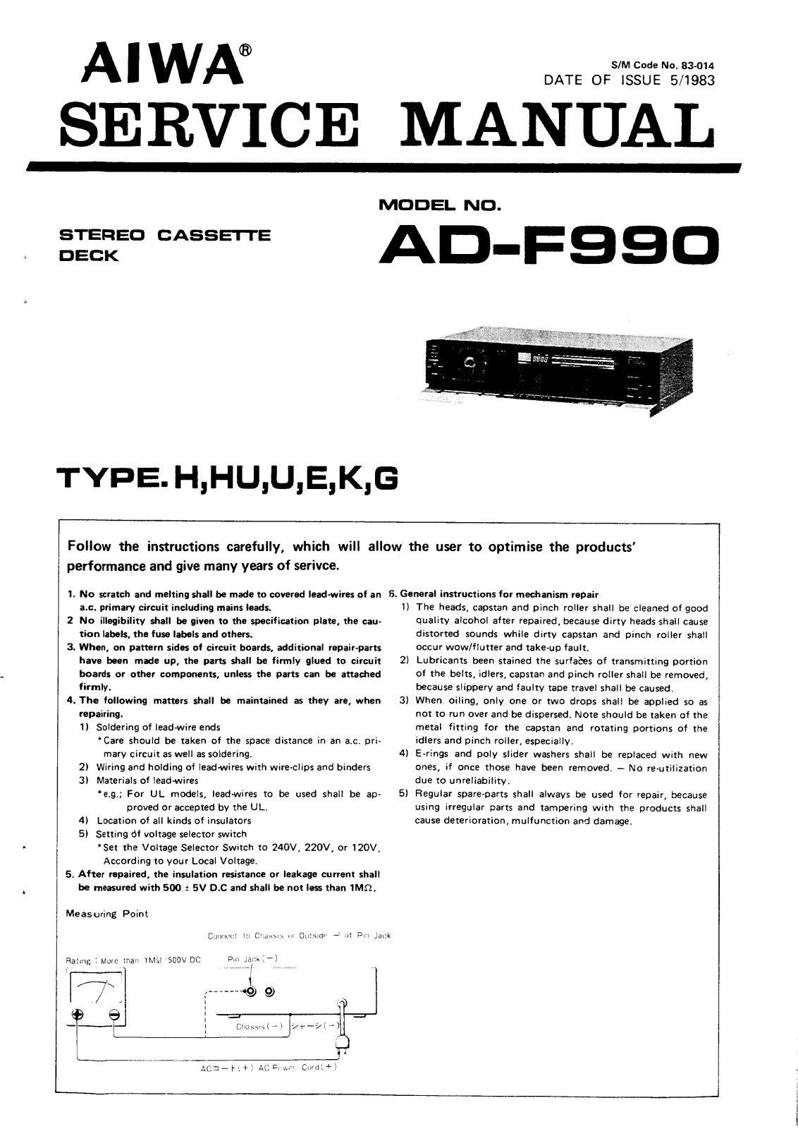 Aiwa ADF-990 Service manual