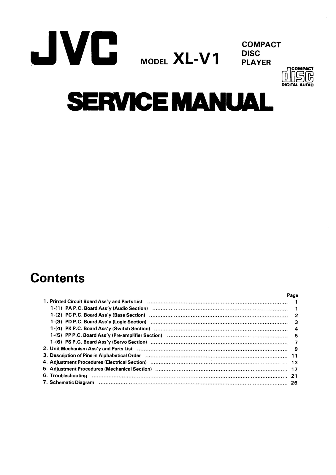 JVC XLV-1 Service manual