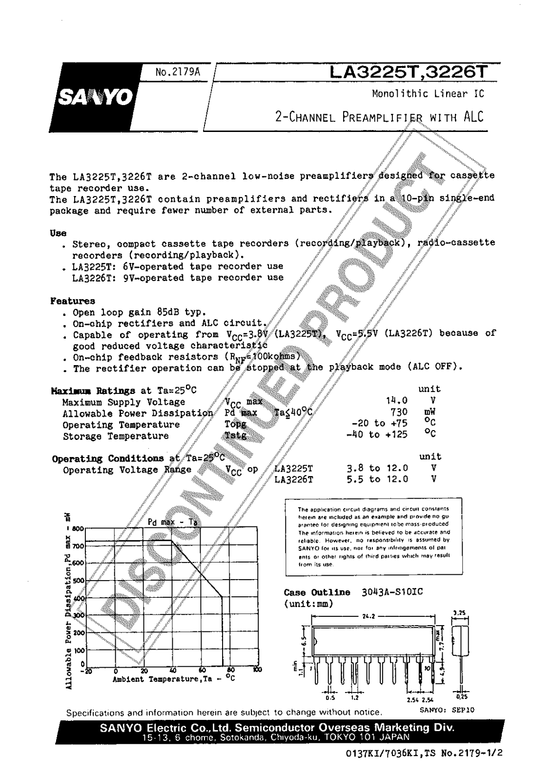 SANYO LA3226T Datasheet