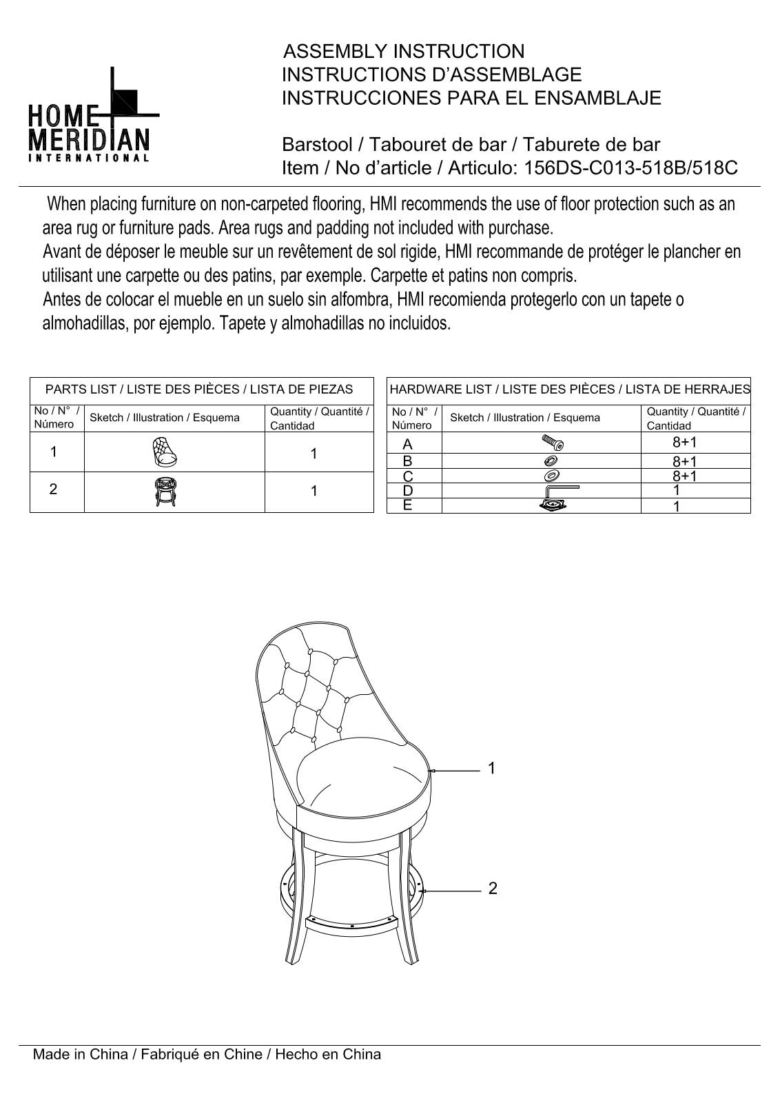 HomeFare 156DSC013518B, 156DSC013518C Assembly Guide