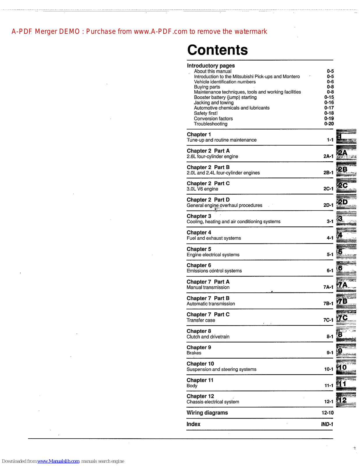 Mitsubishi Pick-Up 1987, Montero 1988 User Manual