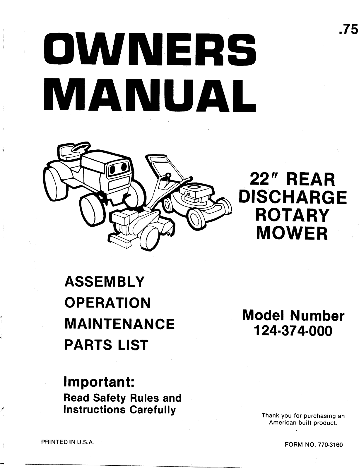 MTD 124-374-000 User Manual