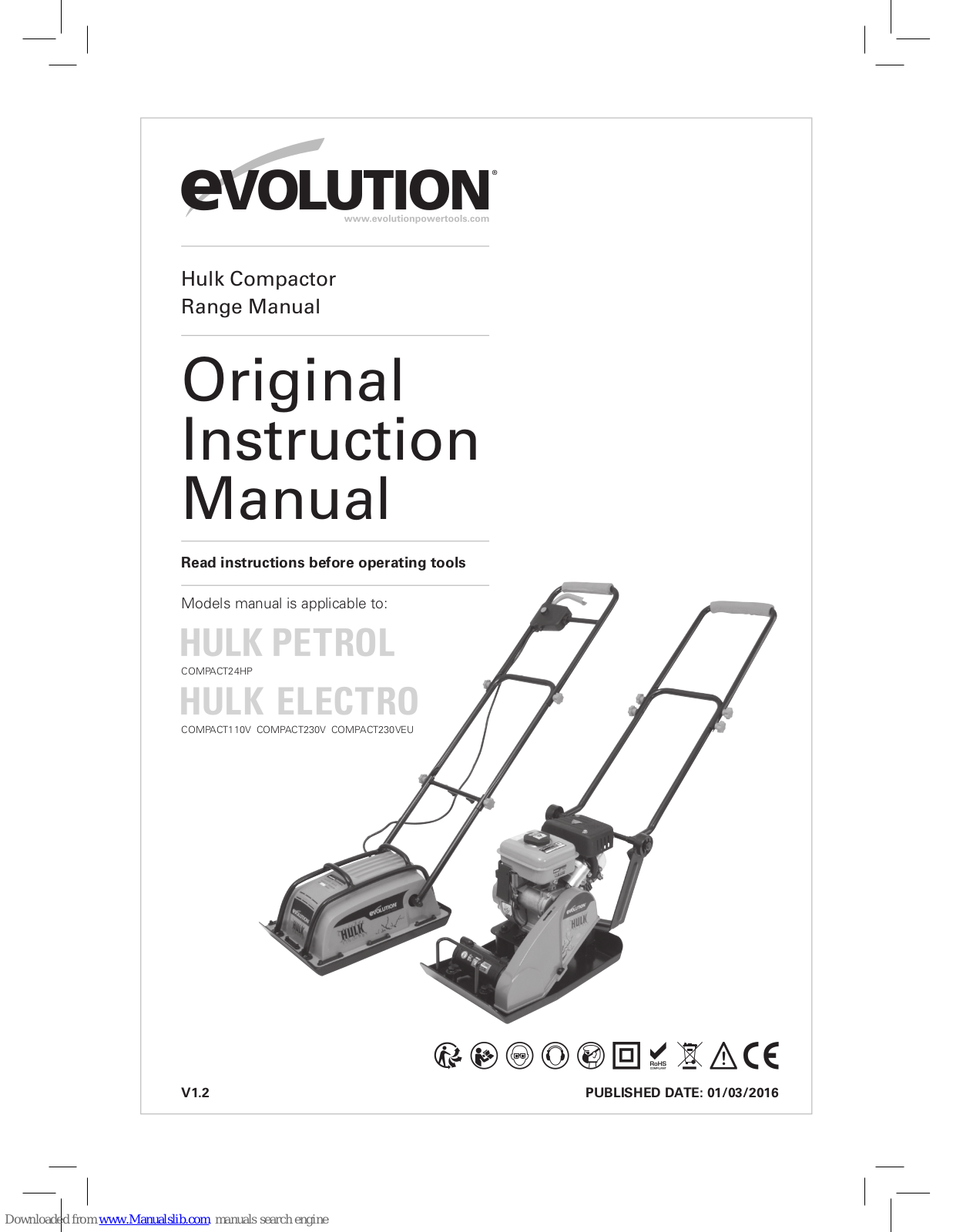 Evolution hulk petrol, hulk electro Instruction Manual