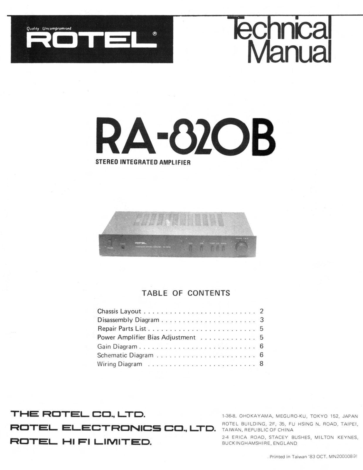 Rotel RA-820-B Service manual