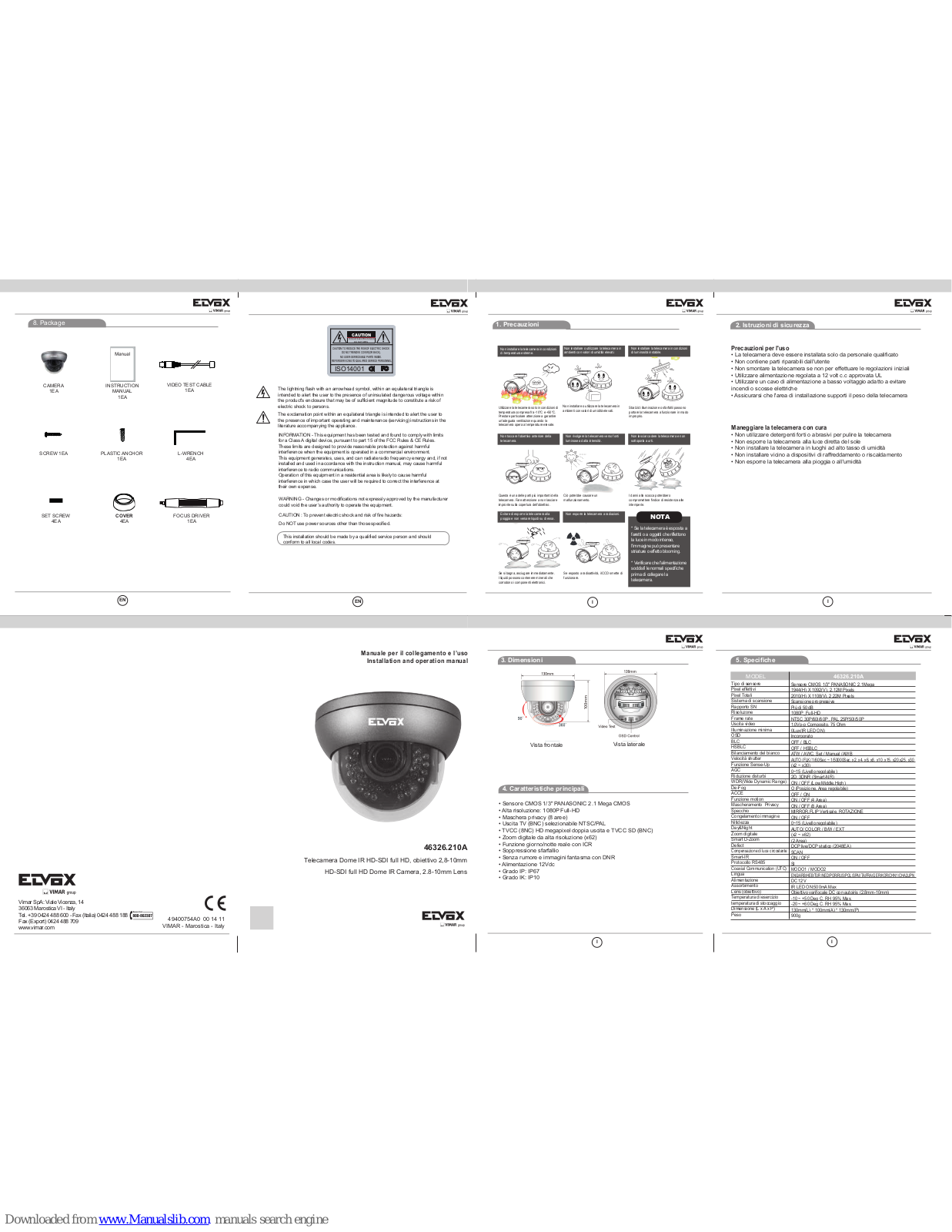 Elvox 46326.210A Installation And Operation Manual