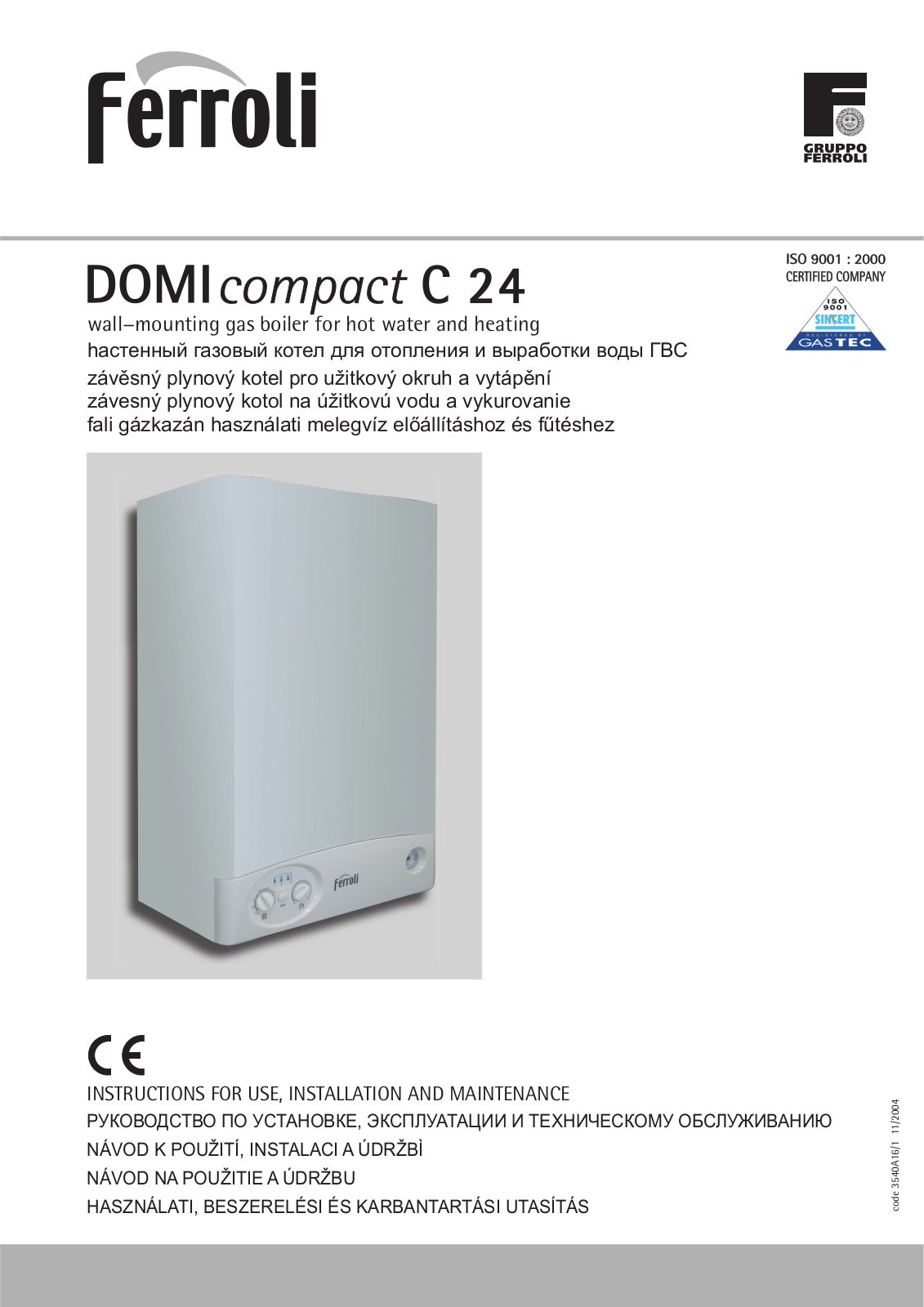 Ferroli Domicompact C24 User Manual