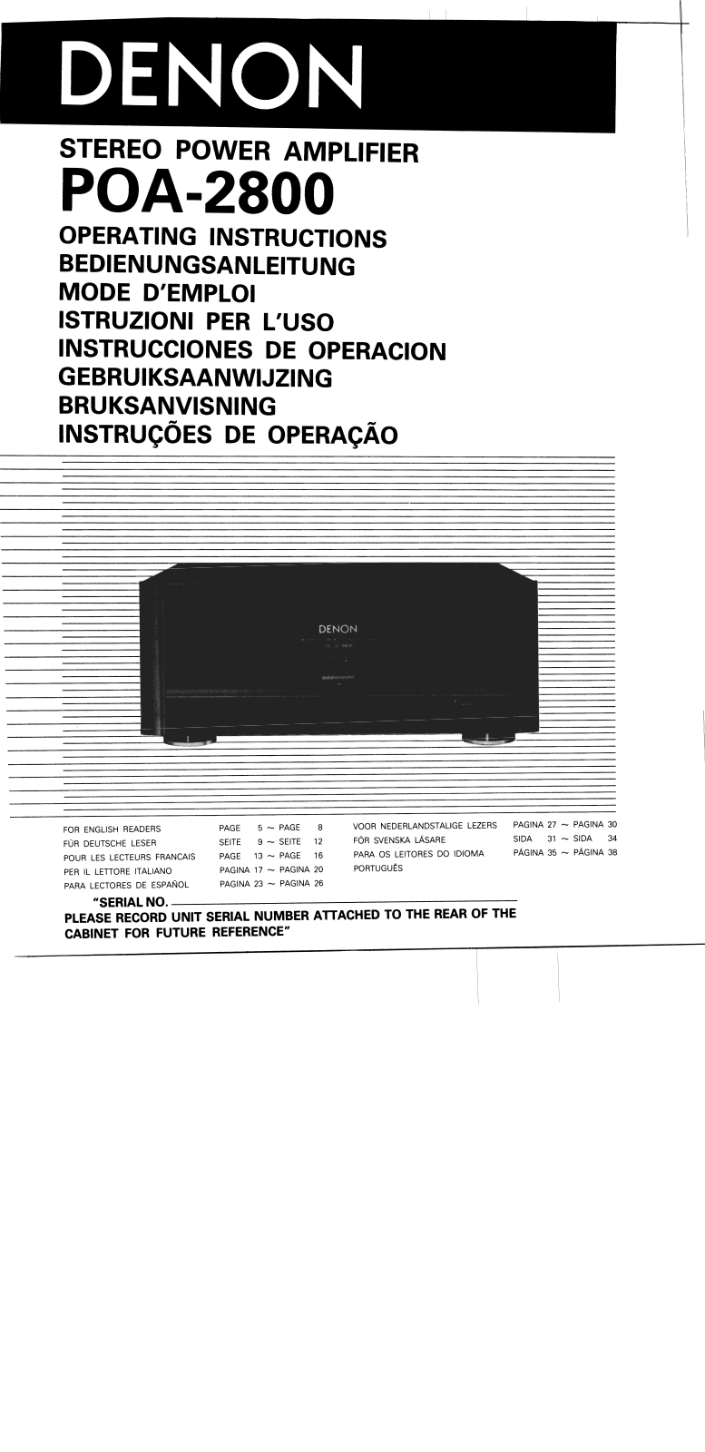 Denon POA-2800 Owner's Manual