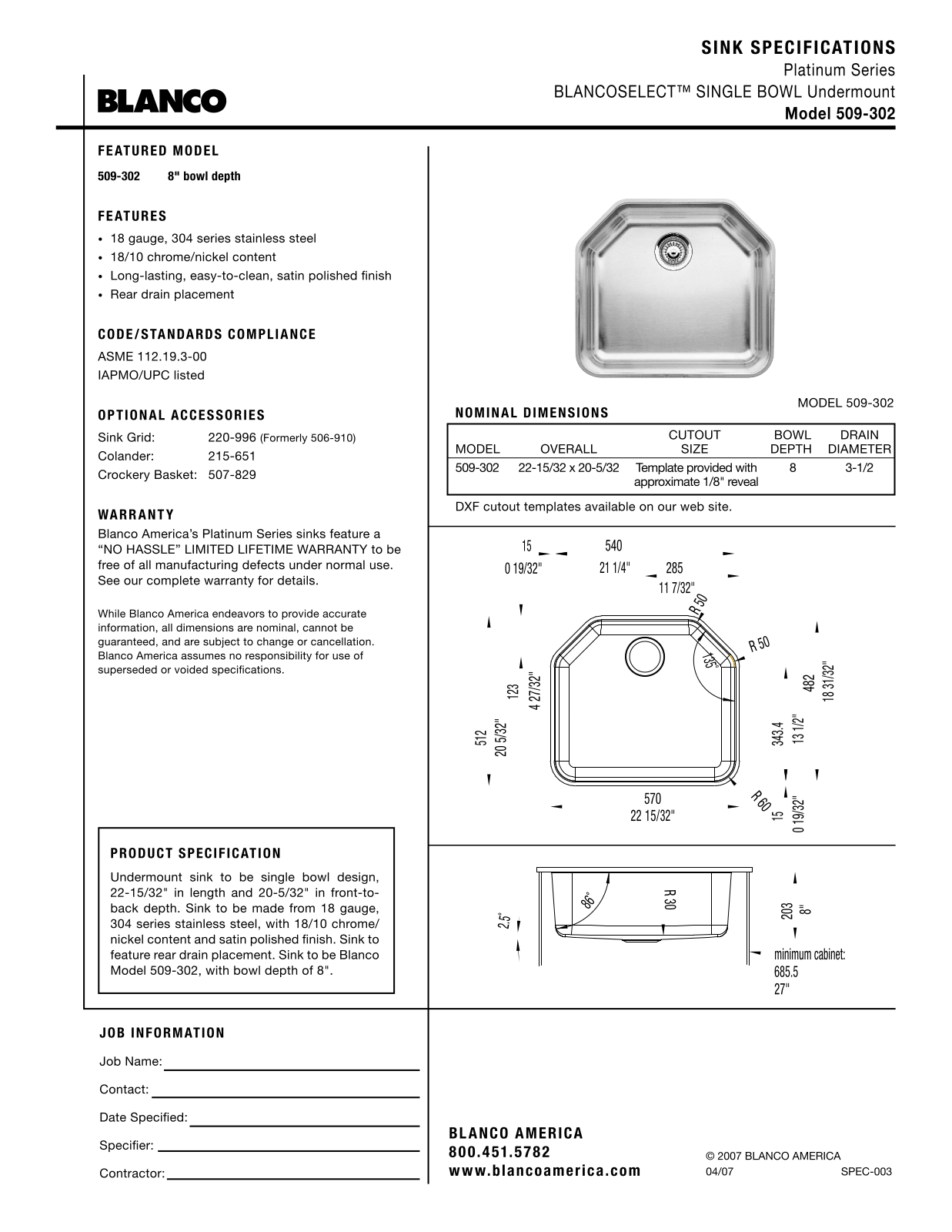 Blanco 509-302 User Manual