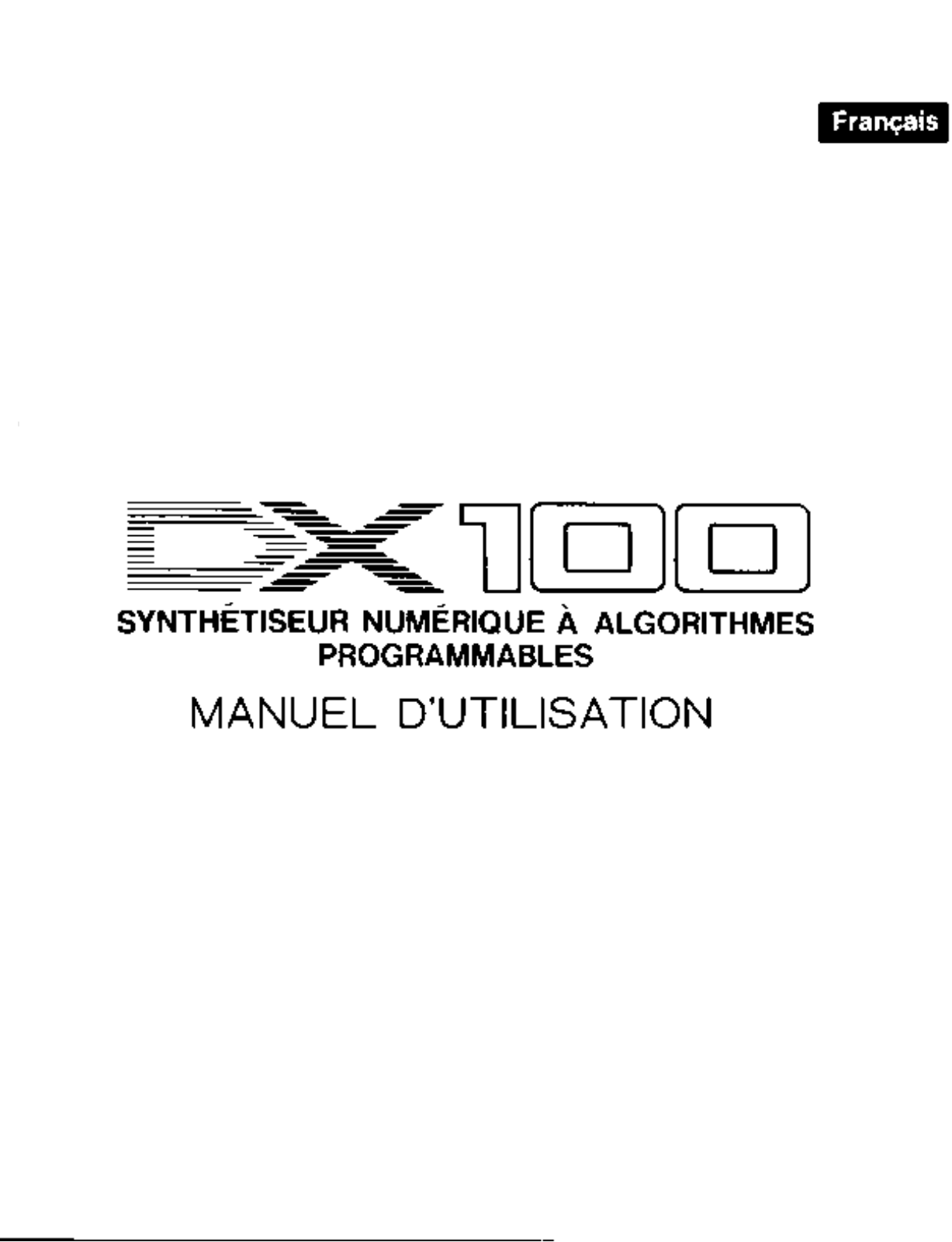 Yamaha DX100 User Guide