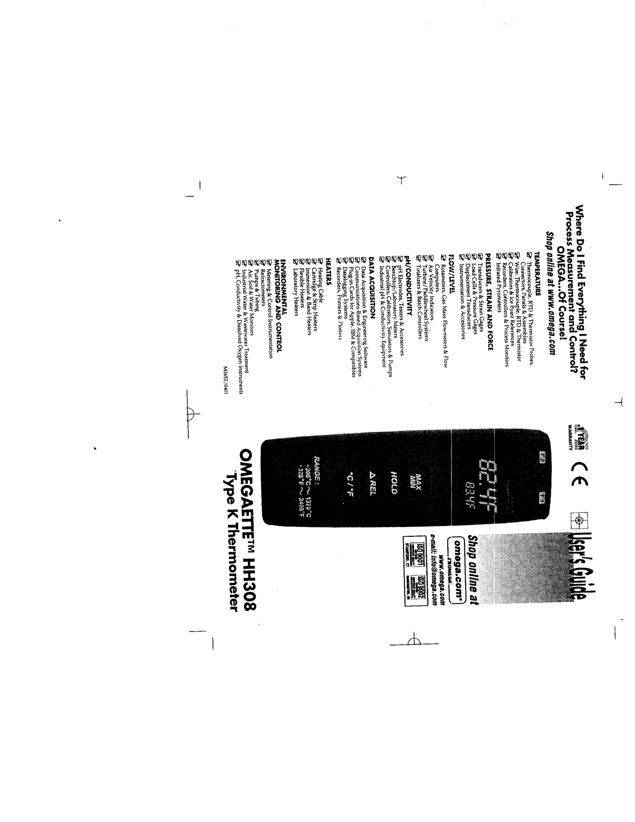 Omega HH308 User Manual