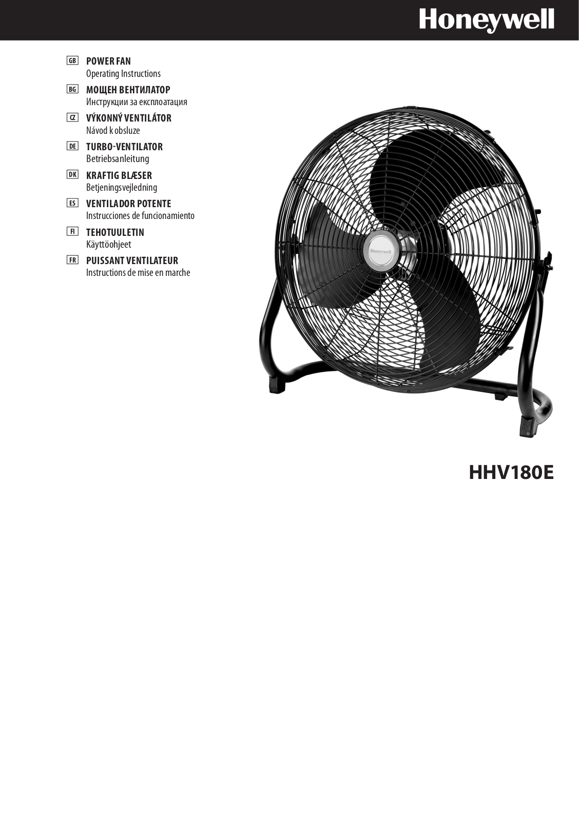 Honeywell HHV180E Operating Instructions