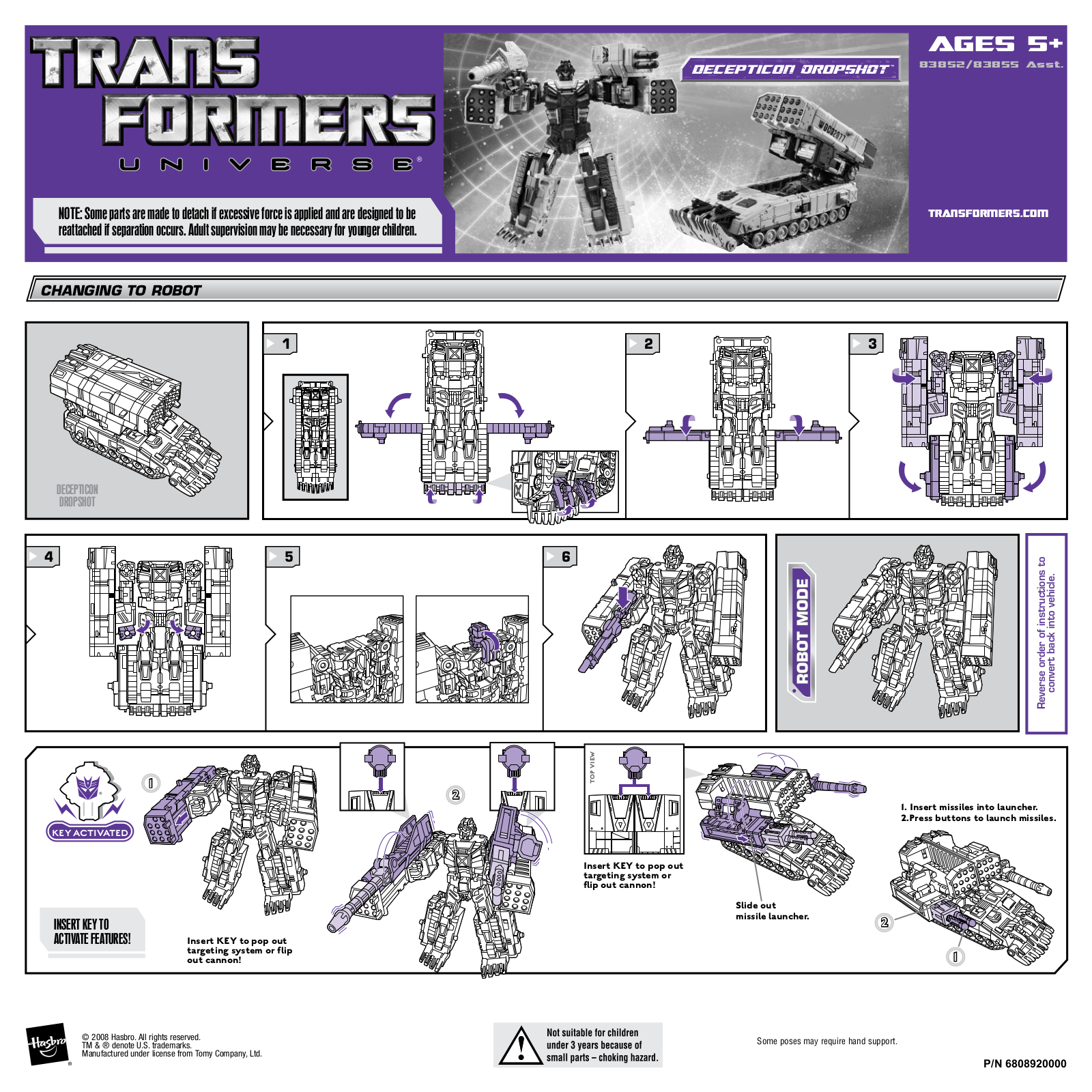 HASBRO Transformers Unvierse Decepticon Dropshot User Manual