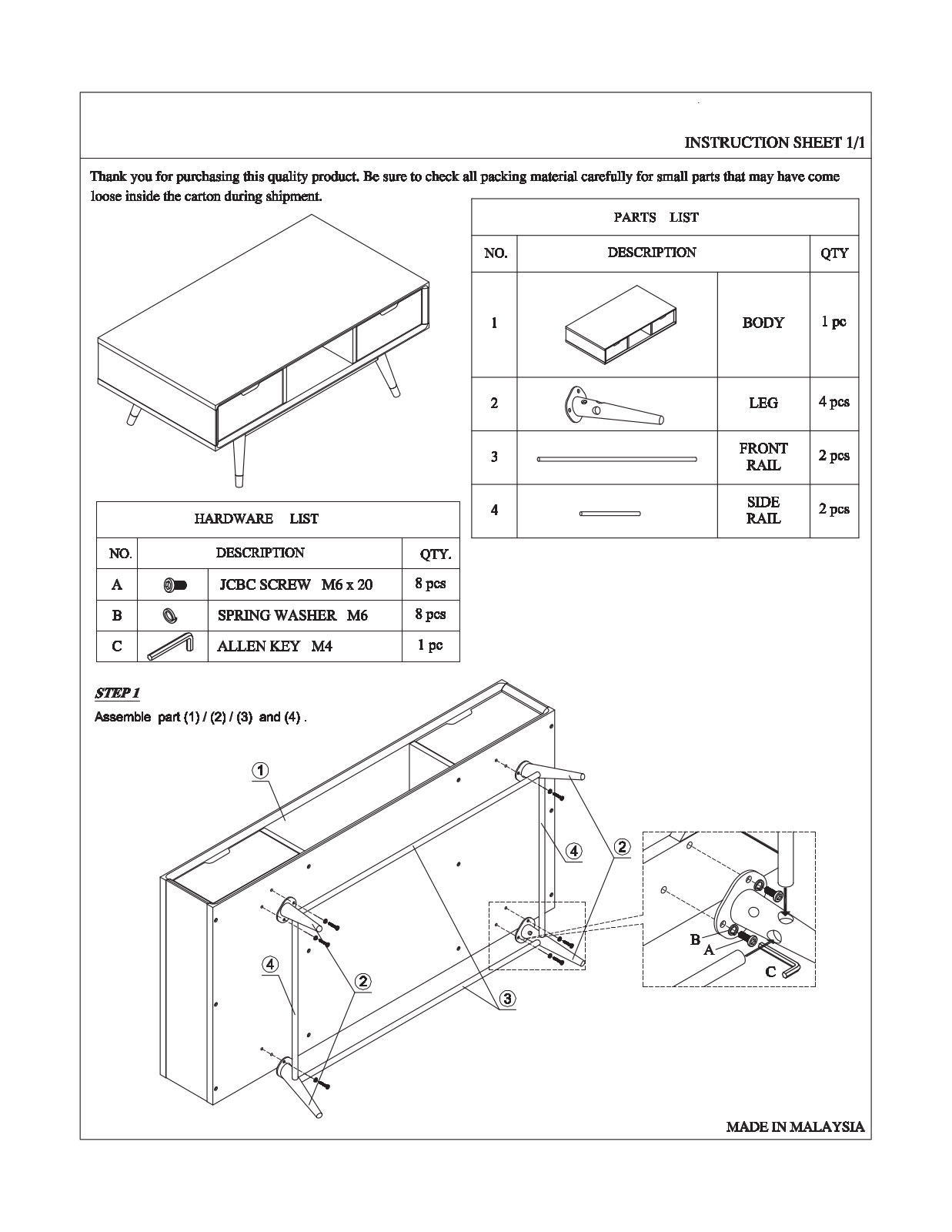 AllModern CSTD2888 Instruction Sheet - ManualMachine.com