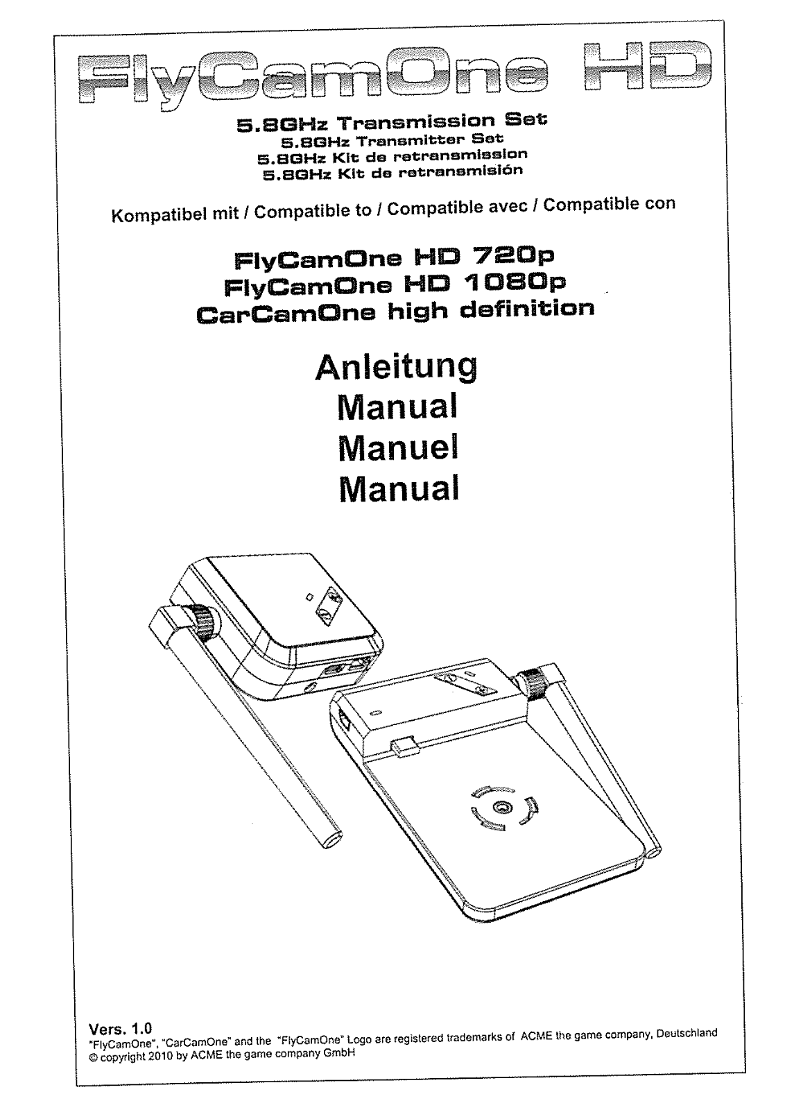 ACME FlyCamOne HD 1080p, CarCamOne high definition User guide