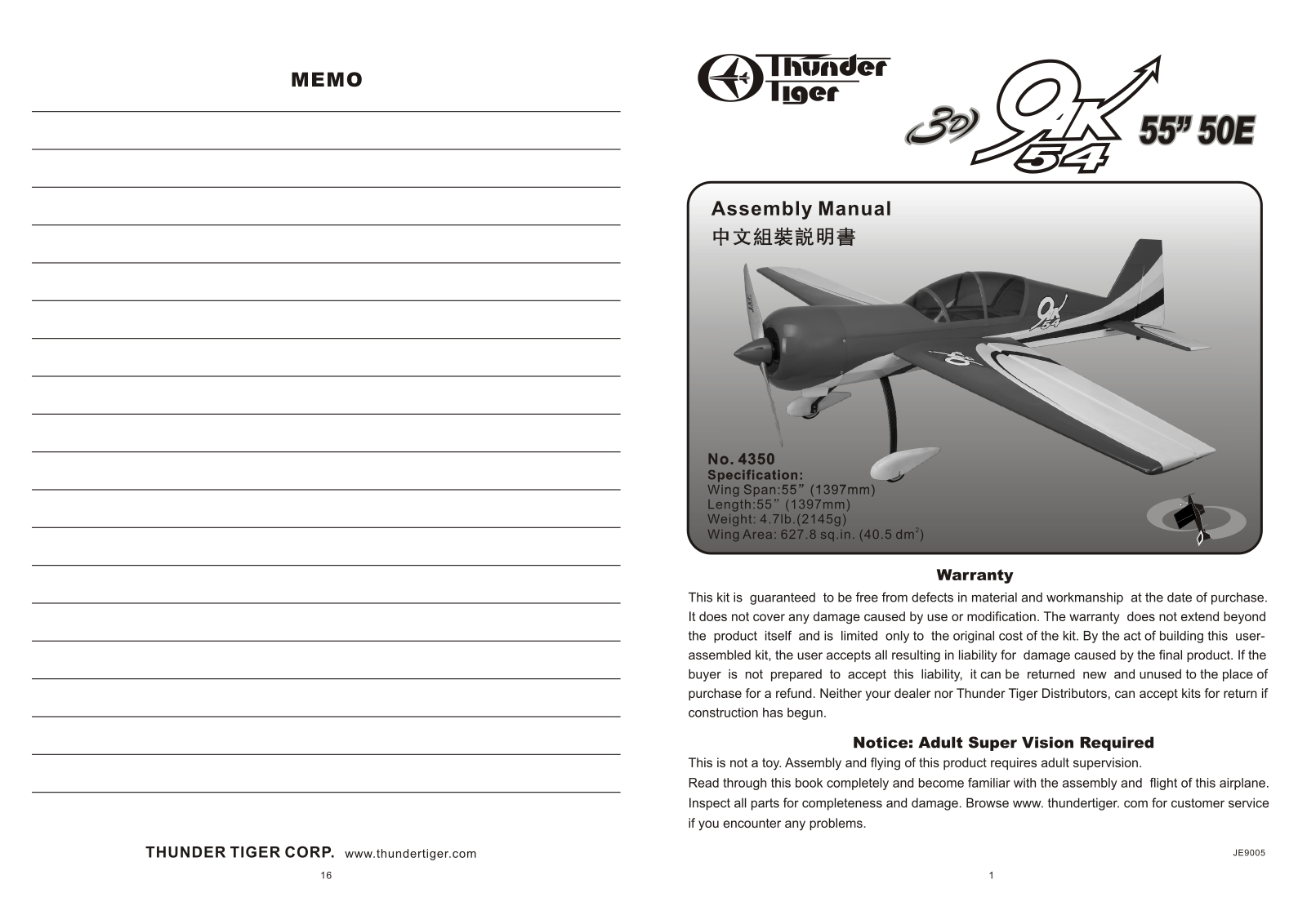 Thunder Tiger 4350 User guide - ManualMachine.com