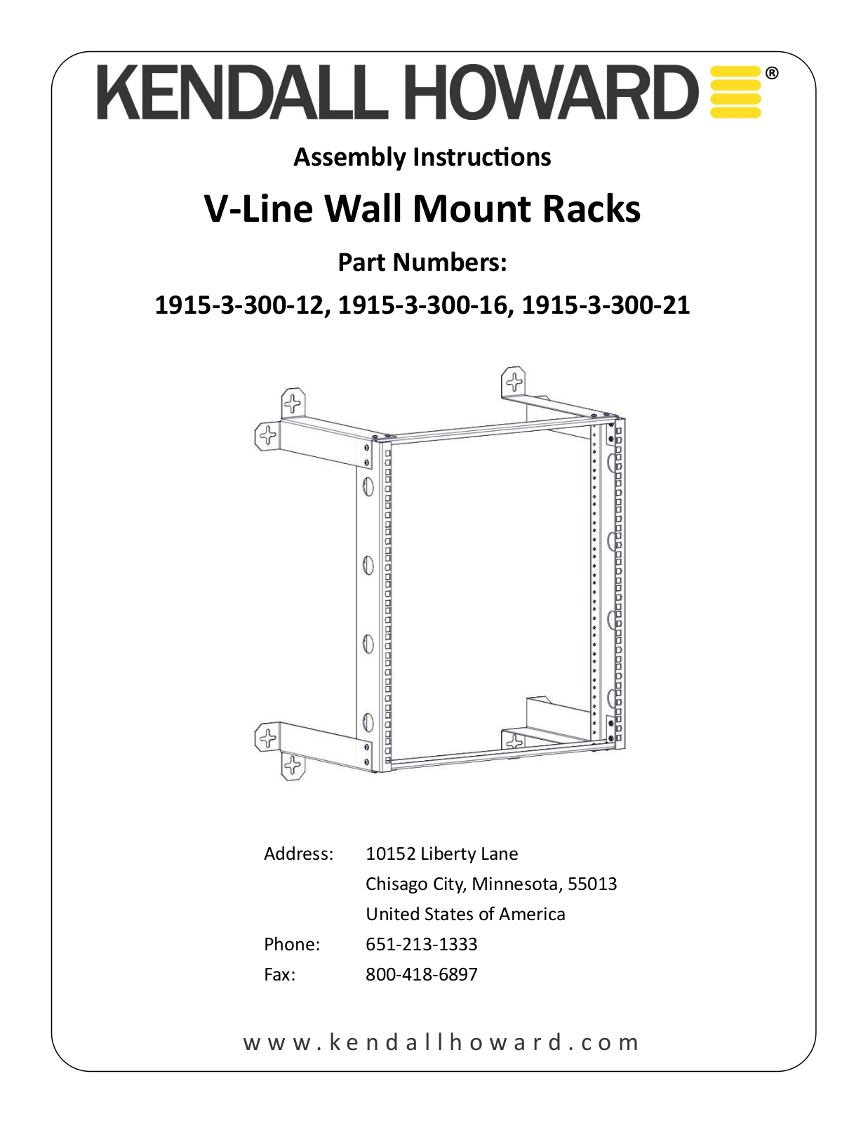 Kendall Howard 1915-3-300-21 User Manual