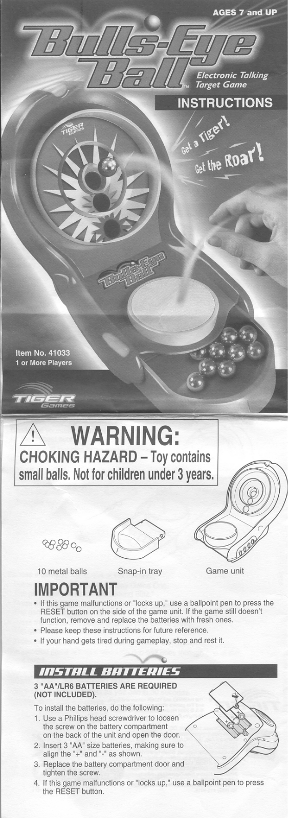 Hasbro Bulls-Eye Ball Target Game User Manual