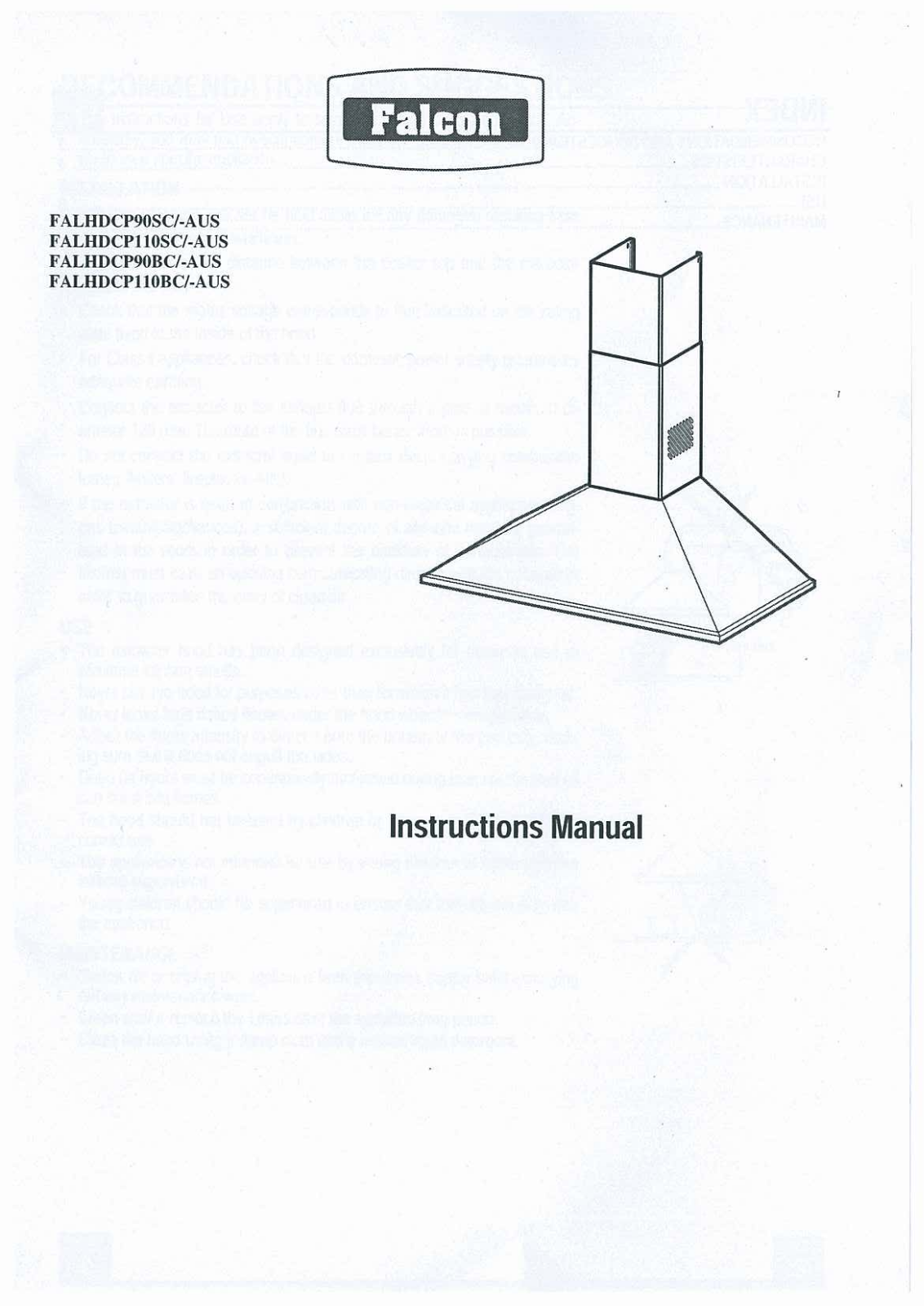 Falcon FALHDCP110BC, FALHDCP110SC, FALHDCP90BC, FALHDCP90SC User Manual